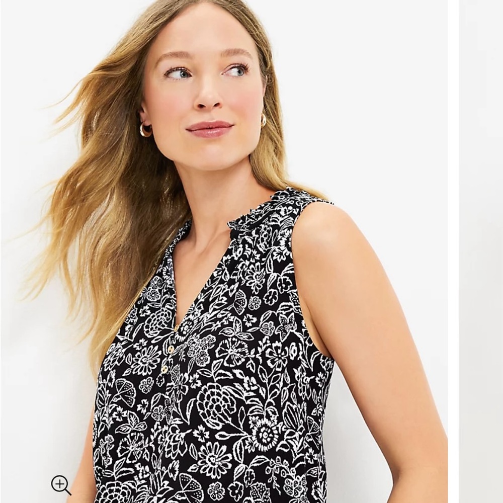 LOFT Ruffle Neck Shell